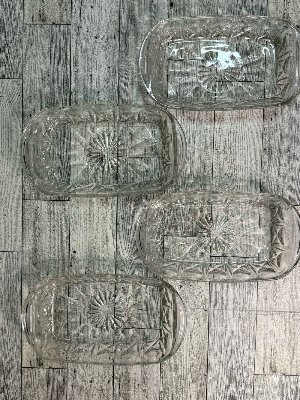 Vintage Reims France Pressed Glass Serving
Dishes - Set of 4 price is firm